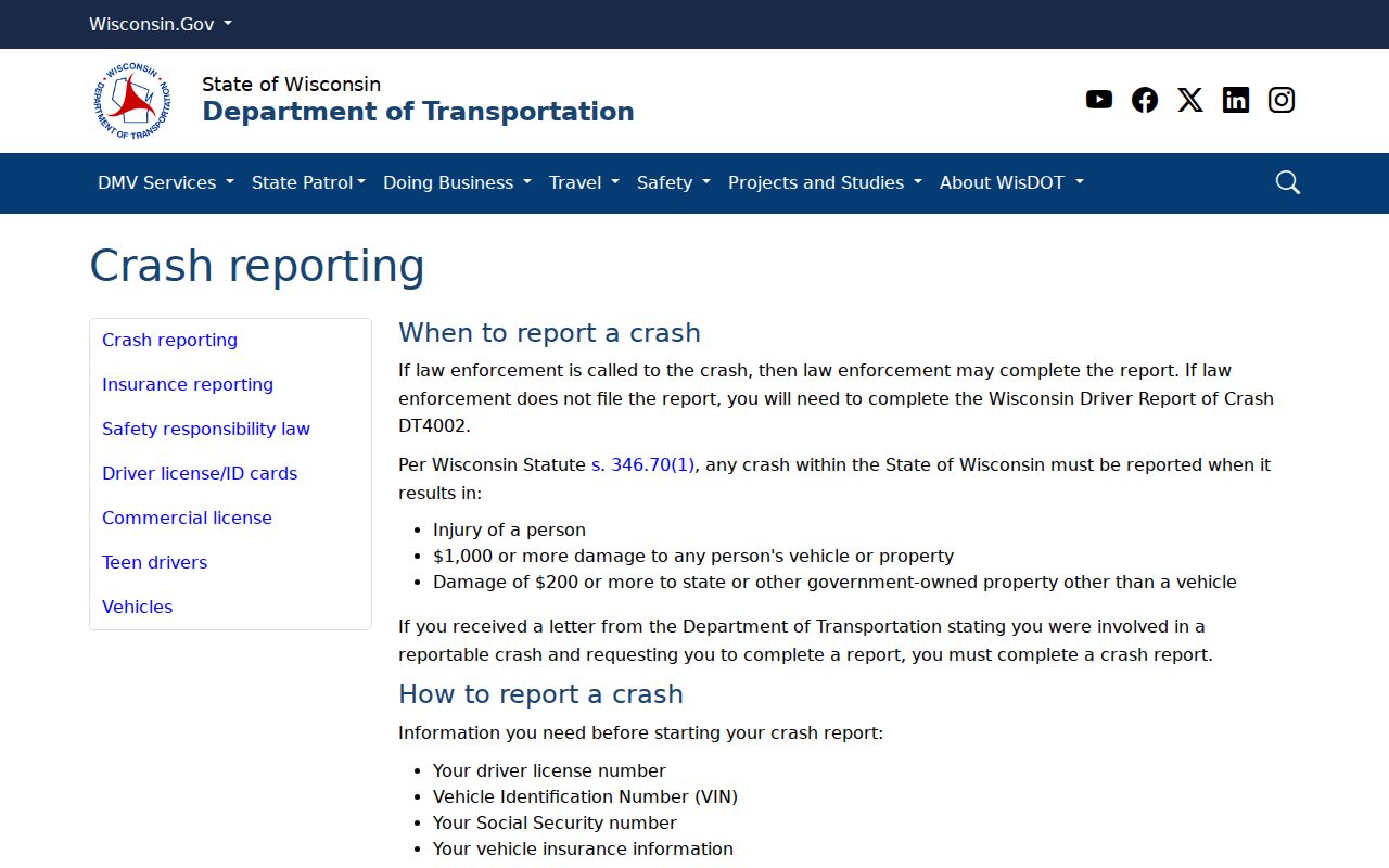 Wisconsin criminal history and official crash report access